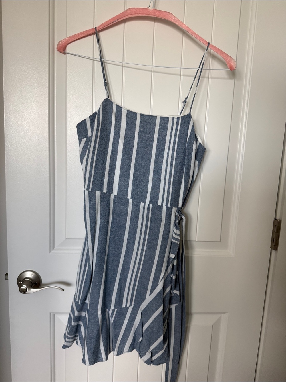 Express Blue and White Striped Midi Dress